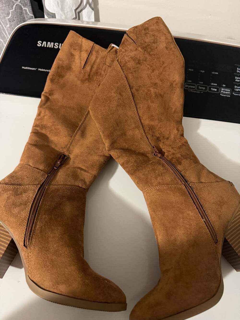 Ana Lendy Brown Faux Suede Knee High Heeled Boots Size 7.5M - Picture 3 of 4